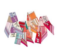 4pcs Purse Scarf For Handbags Silk Head Scarf For Hair Fashion Skinny Scarf For Women Long Neckerchief, Red Green - Horses, Medium
