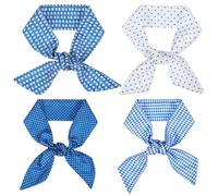 4Pcs Purse Skinny Scarf Set, Blue Series Scarves for Bags, Lightweight Polyester Women Fashion Accessories, Breathable Silky Boho Purse scarves Scarf for Handbags Summer Sea Season Go Vacation