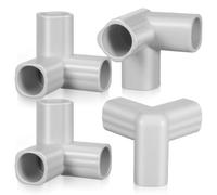 4pcs PVC 3 Way Tee Connector, 90 Degree Corner Fitting for DIY | PE PVC Steel Build, Quick Assembly and Size Adjustability, Light Grey Finish for Balconies and Garden Structures