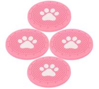 4pcs Pvc Paw Car Cup Holder Coasters Pink Non-slip Insert Pads