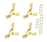 4pcs Quadrant Hinges, Large 90 Degree Folding Furniture Support Hinge Wooden Furniture Fittings for Cigar Box, Jewelry Case, Cabinet (Silver) (Yellow Small)