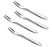 4pcs Quality Metal Forks Gift Set for Olives Prawns Antipasti Cheese Dessert Cake Fruit Salad Appetizer Cocktail Crab Escargot, Cute 304 Stainless Steel Silver Forks Mirror-Polished Dishwasher-Safe