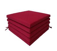 4Pcs Quilted Dining Garden Chair Seat Pads with Ties for Kitchen, Living Room, Patio, Office - Indoor Outdoor Foam Cushions with Removable Covers (Burgundy)