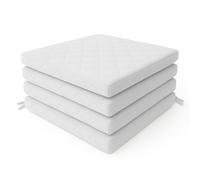 4Pcs Quilted Dining Garden Chair Seat Pads with Ties for Kitchen, Living Room, Patio, Office - Indoor Outdoor Foam Cushions with Removable Covers (Silver Grey)