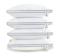4PCS Quilted Reversible Bed Pillow for Sleeping, Luxury Hotel Quality 3D Microfiber Filling with Breathable Cover for Side Back and Stomach Sleepers, Reduces Neck Pain Queen Size 20 * 30"