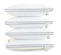 4PCS Quilted Reversible Bed Pillow for Sleeping, Luxury Hotel Quality 3D Microfiber Filling with Breathable Cover for Side Back and Stomach Sleepers, Reduces Neck Pain Queen Size 20 * 30"