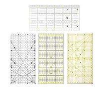 4Pcs Quilting Ruler Set 15x30cm | Yellow & Black Dual - Color Grid Ruler for Sewing/DIY Crafts/Measuring | Transparent Plastic with Accurate Scale | Compatible with Wheel