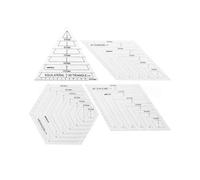 4Pcs Quilting Ruler Set, Clear Plastic Quilting Square Template Triangle Hexagon 45 60 Degree Ruler