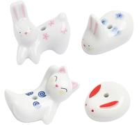 4Pcs Rabbit Cat Ceramic Incense Holder Cute White Animals Incense Sticker Holder Fun Home Decorative Ornaments for Home Room Yoga Spa Meditation Incense Holders