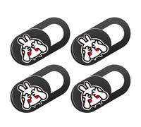 4pcs Rabbit Computer Webcam Cover Slider Privacy Camera Lens Black | ABS Material, Quick Privacy Toggle, Mini Size, Curved Edges, Protects Privacy during Video Chats and Remote Meetings