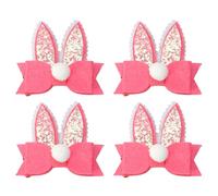 4pcs Rabbit Ear Hair Clip Bowknot Fabric Hair Accessory