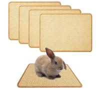 4PCS Rabbit Scratch Mat Natural Bunny Scratching Pad Claws and Teeth Care Rabbit Mats for Cages Rabbit Chew Toys for Bunny Pet Cage Bedding for Biting Sleeping Nesting, 40x30cm