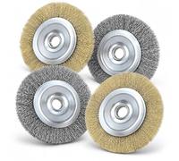 4Pcs RAC814 Wire Brush, 115mm Wheel Replacement Ryobi Patio Cleaner | OPC1800 OPC1815 EFB 400/401 Replacement, 16mm Arbor Steel Brush, Rust Joint Debris Block Paving Clean, 115×16×10mm