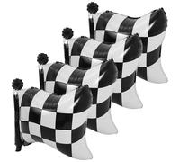 4pcs Racing Flag Balloons Black and White Foil Party Decorations | Classic Racing-themed Atmosphere, Aluminum Foil Finish, Black and White Colors, Backdrop Decor for Gatherings