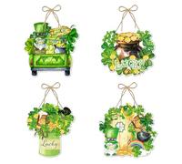 4PCS Rack Patrick's Day Door Sign Paper Hang Door Sign Paper Plaque Decoration For Ireland Festival Home Decoration