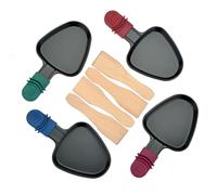 4pcs Raclette PansGrill 18x9CM Triangle Non-stick Coating Cast Iron Mini Plate Bring Color Insulated Handle 4 Raclette Spatulas Wood Raclette Pan For Raclette Grill