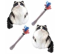 4Pcs Ragdoll Cat Birthday Party Decor/Cute Black White Cat Balloons with Teaser Wand, Kitty Birthday Decorations with Paw Prints, Pet Cat Party Supplies for Cat Lovers, Kitten Party Decor (White)