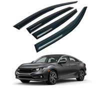 4PCS Rain Guards Window Visors Wind Deflector Fits for Honda Civic 2016-2021 10th 4-Door Sedan, 94682, Front & Rear JDM 3D Style Wavy Outside Mount Vent Shade