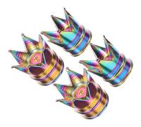 4pcs Rainbow Tiara Tire Valve Stem Caps Aluminum Alloy Dust Covers | Rust Resistant Finish, Wheel Valve Stem Protection, for Car and Bicycle Tires, Motorcycle Riders