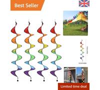 4pcs Rainbow Wind Spinner, 43" Rainbow Curlie Spinner Hanging Rainbows Wind T...