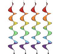 4pcs Rainbow Wind Spinner, 43" Rainbow Curlie Spinner Hanging Rainbows Wind Twi