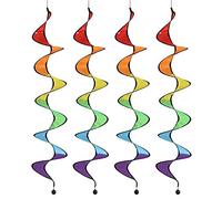 4pcs Rainbow Wind Spinner, 43" Rainbow Curlie Spinner Hanging Rainbows Wind Twister for Yard Tent Garden Outdoor Lawn Decoration