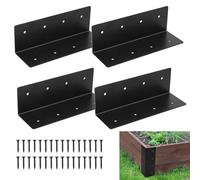 4pcs Raised Garden Bed Corner Brackets for 10-12 Inch Garden Bed, Heavy Duty Metal Bed Frame Garden Corner Bracket Fastener Connectors with 32pcs Screws for Outdoor Indoor Yard Furniture