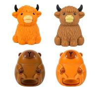 4pcs Random Squishy Toy Set - 2x Capybara & 2x Highland Cow, Soft Slow-Rising Squeeze with Glossy Finish, Fidget Sensory Stress Relief Toys for Kids & Adults, Cute Kawaii Animal Gift Bundle