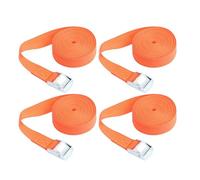 4Pcs Ratchet Tie Down Straps, Adjustable Tensioning Belt Lashing Straps for Cargo Luggage Vans Trucks Motorcycle (Orange) - 2m x 25mm