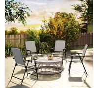 4pcs Rattan Chair Foldable Garden Furniture w/ Armrest Grey Outsunny Grey 4 Person