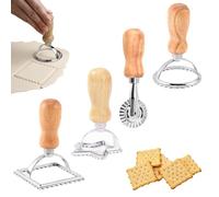 4Pcs Ravioli Cutter Set,Ravioli Cutters Mold with Fluted Edge,Wooden Handle