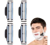 4Pcs Razor Blades Refills Compatible with Gillette Mach 3 Men's Razor Blades with Dual Lubricating Strips,Smooth Hair Removal,Upgraded Replaceable Blades,Easy to Replace Compatible with Gillette (4)