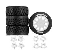 4PCS RC Car Rubber Tire Wheel 100x40mm Hex Hub 14mm 17mm RC Replacement Parts for 1/7 1/8 WRC Rally KM FS Kyosho ARRMA ZD Racing RC Car (White)