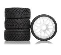 4PCS RC Car Rubber Tire Wheel 100x40mm Hex Hub 17mm RC Replacement Parts for 1/7 1/8 WRC Rally KM FS Kyosho ARRMA ZD Racing MJX RC Car (White)