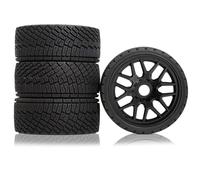 4PCS RC Car Rubber Tire Wheel 100x40mm Hex Hub 17mm RC Replacement Parts for 1/7 1/8 WRC Rally KM FS Kyosho ARRMA ZD Racing MJX RC Car (Black)