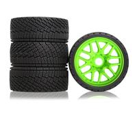 4PCS RC Car Rubber Tire Wheel 100x40mm Hex Hub 17mm RC Replacement Parts for 1/7 1/8 WRC Rally KM FS Kyosho ARRMA ZD Racing MJX RC Car (Green)