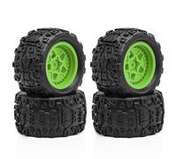 4PCS RC Car Rubber Tire Wheel RC Replacement Parts for 1/18 ARRMA Typhon Granite GROM RC Car (Green)