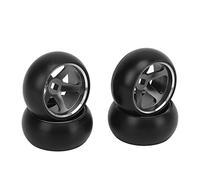 4PCS RC Drift Tires Aluminum Alloy RC Tires and Wheels Set for Wltoys K989 K969 P939 28413 1/28 RC Cars (Black)