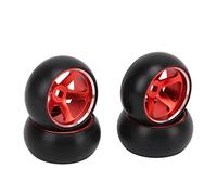 4PCS RC Drift Tires Aluminum Alloy RC Tires and Wheels Set for Wltoys K989 K969 P939 28413 1/28 RC Cars (Red)