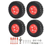 4pcs RC Short Course Truck Tires Professional High Simulation RC Tires Replacement SLASH 1/10 RC Car (Red)