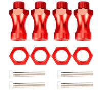 4Pcs RC Wheel Hex Driver Exten A, 12mm to 17mm Metal A for RC Car Truck, acement Accessory with Nuts and Ss, for Upgr RC Model Vehicles (Red)