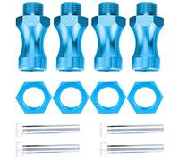 4Pcs RC Wheel Hex Driver Exten A, Metal 12mm to 17mm Wheel Nut A, ar Truck Access with 4 Nuts and 4 Ss, for Upgr RC Model Car Parts (Blue)