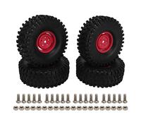 4PCS RC Wheel Set 1.9 Inch 120mm Diameter Plastic Tires for 1/10 Scale RC Off Road Car (Red)