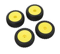 4pcs RC Wheel Tires Narrow Front Wide Rear Round Yellow Rims Long Quadrate Dot Tire Pattern RC Parts for 1/10 Off Road Car