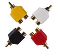 4Pcs RCA Y Splitter Plug Adapter 2 Female to 1 Male for Audio Video Av Tv Cable Convert, Easy to use just Plug and Play