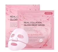 4PCS Real Collagen Glow Deep Mask - Hydrating & Firming Sheet Masks with Hydrolysed Collagen & Hyaluronic Acid - Deep Nourishment for Radiant, Plump Skin - Face Mask Skincare for All Skin Types