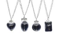 4Pcs Real Dandelion Pendant Necklace Wish Glass Ball Dandelion Choker Necklace Love Heart Glass Dandelion Necklace for Women Men Friendship Jewelry, Glass, No Gemstone
