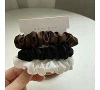 4pcs Real Silk Skinnies Small Scrunchie Set Hair Bow Ties Ropes Bands Skinny Scrunchy Elastics Ponytail Holders for Women Girls