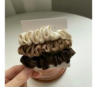 4pcs Real Silk Skinnies Small Scrunchie Set Hair Bow Ties Ropes Bands Skinny Scrunchy Elastics Ponytail Holders for Women Girls