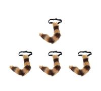 4pcs Realistic Detachable Fox Tail for Cosplay Conventions Plush Cloth | Cute Adjustable Style, Versatile Use for Roleplay Parties, Furry Creature Accessory, Whimsical Brown Finish